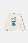 Dětské bavlněné tričko s dlouhým rukávem United Colors of Benetton béžová barva, 35RYG10KC