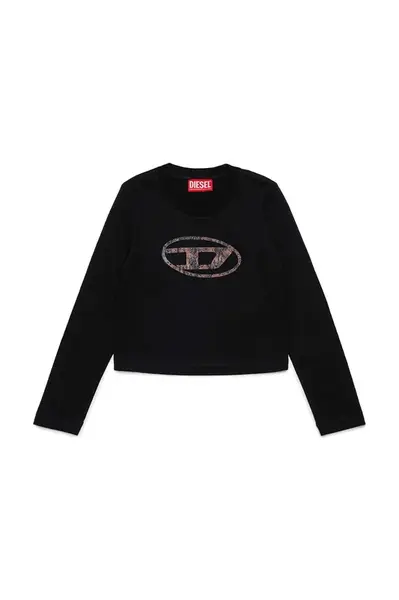 Dětské tričko s dlouhým rukávem Diesel TDOLSY T-SHIRT černá barva, J02413
