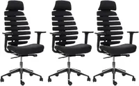 MERCURY 3PACK kancelářská židle FISH BONES PDH černý plast, černá 26-60, 3D područky (3 ks)