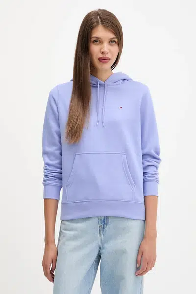 Mikina Tommy Jeans dámská, zelená barva, s kapucí, hladká, DW0DW19958