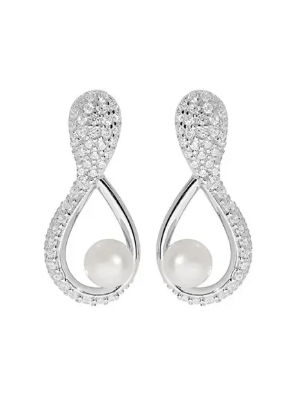 Brilio Silver Jedinečné stříbrné náušnice s pravými perlami SE05811A