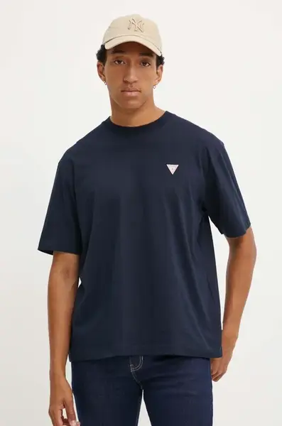 Bavlněné tričko Guess Jeans pánské, tmavomodrá barva, M4YI46 K8FQ4