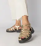 marka niezdefiniowana Golden platform sandals with closed toe line Kolla