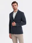Ombre Men's SLIM knit jacket with subtle texture - navy blue