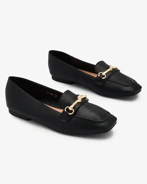 Resti Black women's moccasins with gold embellishment Olerika