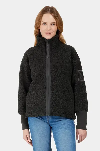 Mikina Didriksons MELLA dámská, černá barva, hladká, 505446