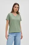 Marisse Cotton V-Neck T-Shirt In Olive Green