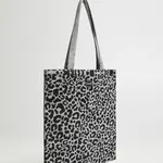 Marisse Gray Animal Print Shopper Bag