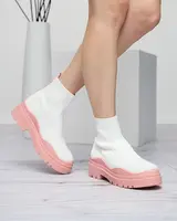 Resti Women's boots on a thicker sole in white and pink Korlic-Shoes