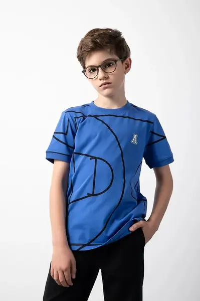 Dětské bavlněné tričko Coccodrillo modrá barva, s potiskem, ACADEMY BOY JUNIOR