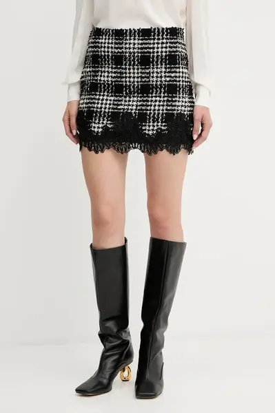 Vlněná sukně Twinset černá barva, mini, áčková, 252TT2112