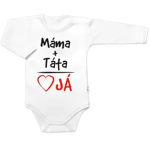Baby Nellys Body dl. rukáv s vtipným textem, Máma+Táta, bílé, vel. 80