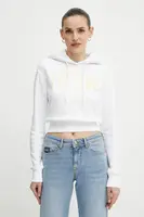 Bavlněná mikina Versace Jeans Couture dámská, bílá barva, s kapucí, s potiskem, 78HAIT01 CF01T