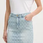 Džínová sukně Gaudi modrá barva, mini, pouzdrová, 511BD76001