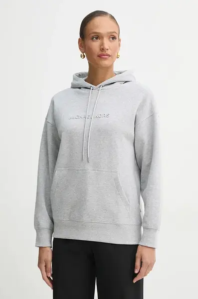 Mikina MICHAEL Michael Kors dámská, šedá barva, s kapucí, melanžová, MR551QC5MF