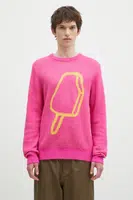 Svetr z vlněné směsi ICECREAM Popsicle Crewneck růžová barva, IC24436