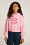 Dětská mikina Tommy Hilfiger růžová barva, s kapucí, s potiskem, KG0KG08322