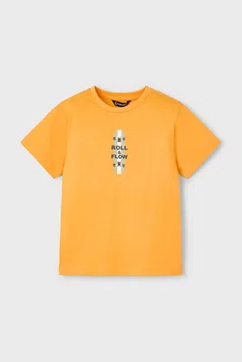 Dětské bavlněné tričko Mayoral oranžová barva, s potiskem, 3039