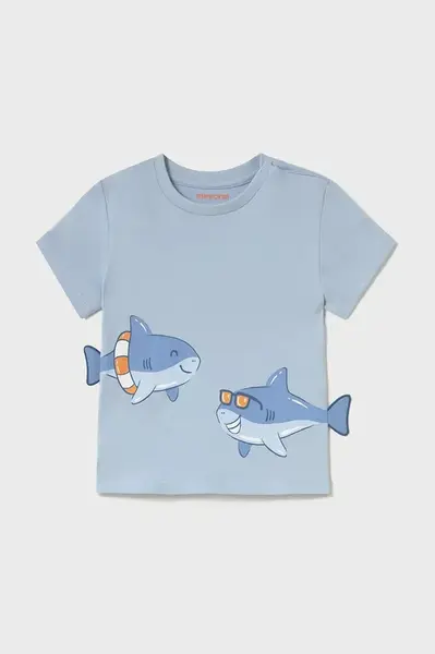 Dětské bavlněné tričko Mayoral modrá barva, s potiskem, 1061