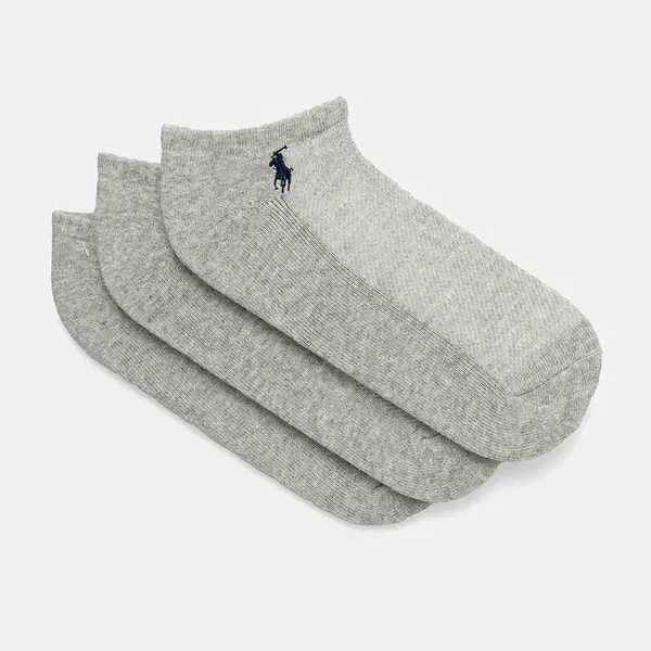 Ponožky Polo Ralph Lauren 3-pack dámské, šedá barva, 455972885