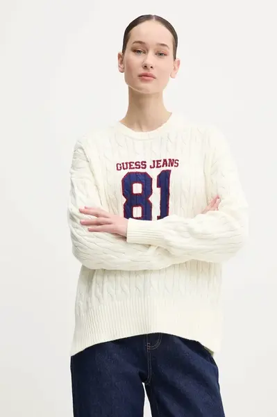 Bavlněný svetr Guess Jeans béžová barva, W5RR48 Z3HM1