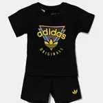 Dětská bavlněná souprava adidas Originals černá barva, JN4535