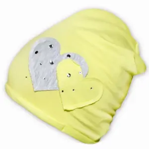 Baby Nellys Bavlněná čepička Srdíčka - pistáciová vel.  110/116