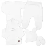 Baby Nellys Žebrovaná sada, Star 5D, body, polodupačky, kabátek, čepička- bílá, 62