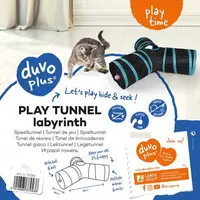 Duvo+ Hrací tunel pro kočky s míčem a zvonkem ve tvaru ” Y ”  80x25cm -modroč
