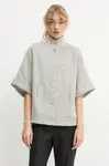 Bunda s příměsí vlny Bruuns Bazaar šedá barva, přechodná, oversize, BBW4198