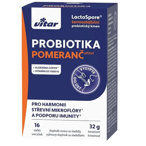Vitar Probiotika + vláknina + vitamíny C a D 16 sáčků