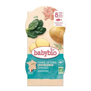 Babybio Brambory se špenátem, lososem a rýží 2x200 g