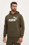 Mikina Puma pánská, zelená barva, s kapucí, s potiskem