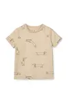 Bavlněné dětské tričko Liewood Apia Baby Printed Shortsleeve T-shirt béžová barva