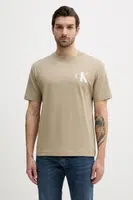 Bavlněné tričko Calvin Klein Jeans béžová barva, s potiskem, J30J327475