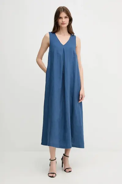 Lněné šaty United Colors of Benetton