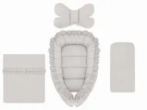 Baby Nellys 4-dílná sada oboustranné hnízdečko 55 x 75 cm, ROYAL - šedá