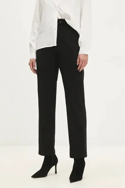 Kalhoty Answear.LAB dámské, černá barva, jednoduché, high waist