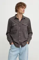 Košile Pepe Jeans MESSON pánská, hnědá barva, regular, s klasickým límcem, PM308731
