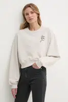 Bavlněná mikina Calvin Klein Jeans dámská, béžová barva, s potiskem, J20J224743
