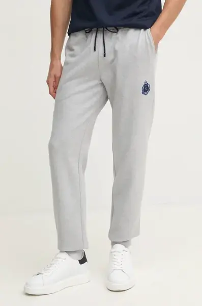 Bavlněné tepláky Hackett London šedá barva, s aplikací, HM581290