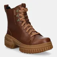 Kožené workery Sorel ONA AVE BOOT LACE WP dámské, hnědá barva, na platformě, 2102151242