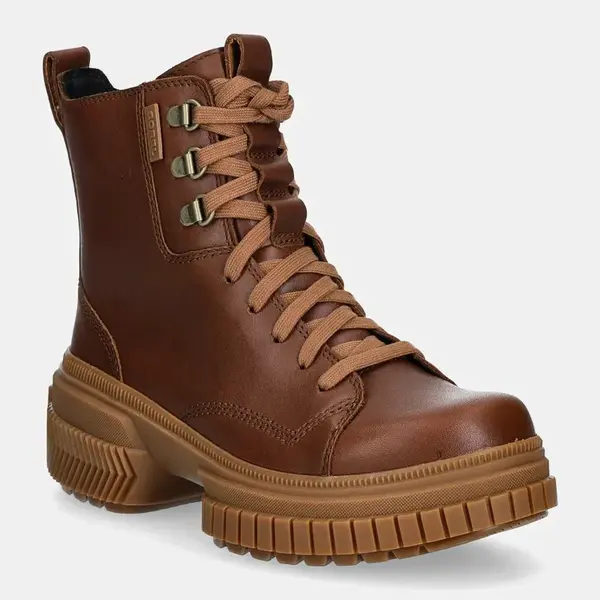 Kožené workery Sorel ONA AVE BOOT LACE WP dámské, hnědá barva, na platformě, 2102151242