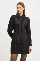 Šaty s příměsí hedvábí MICHAEL Michael Kors černá barva, mini, MF482JFF03