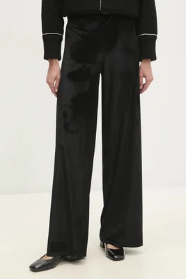 Velurové kalhoty Answear.LAB černá barva, high waist