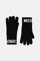 Vlněné rukavice Moschino černá barva