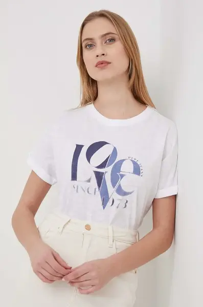 Bavlněné tričko Pepe Jeans JAX bílá barva, PL505825