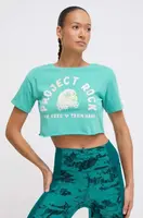 Tričko Under Armour Project Rock tyrkysová barva, odkrytá záda, 1383420