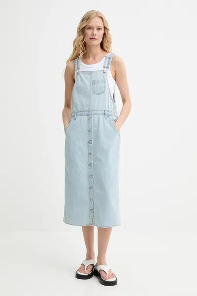 Džínové šaty Levi's béžová barva, midi