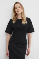 Bavlněné tričko Sisley černá barva